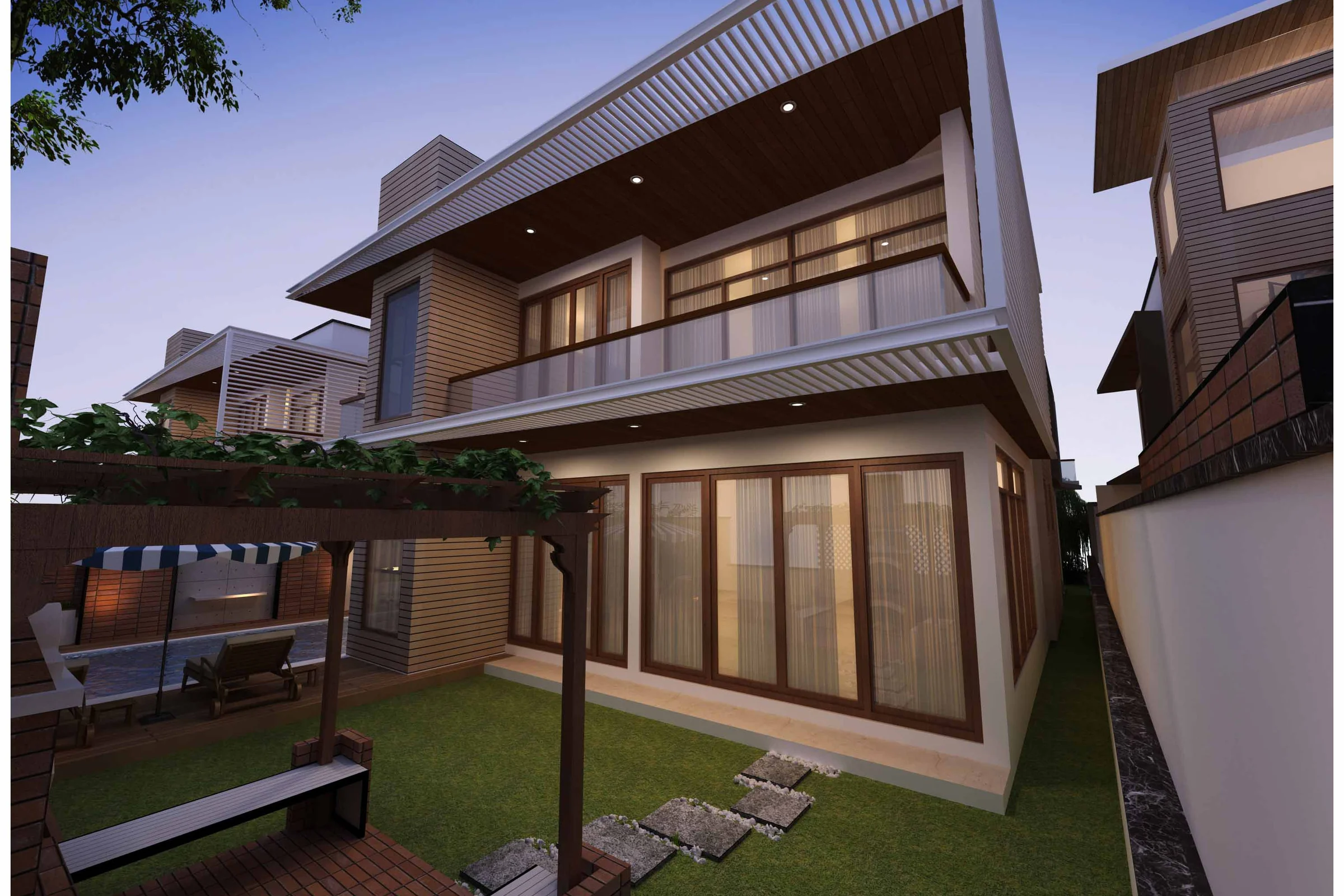 Destiny Villas luxury architectural courtyard by Unitz Dezignz