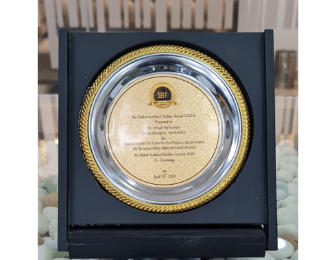 GABA 2021 Gold Trophy Plaque Studio Gallery Installation on Display Stand - Unitz Dezignz